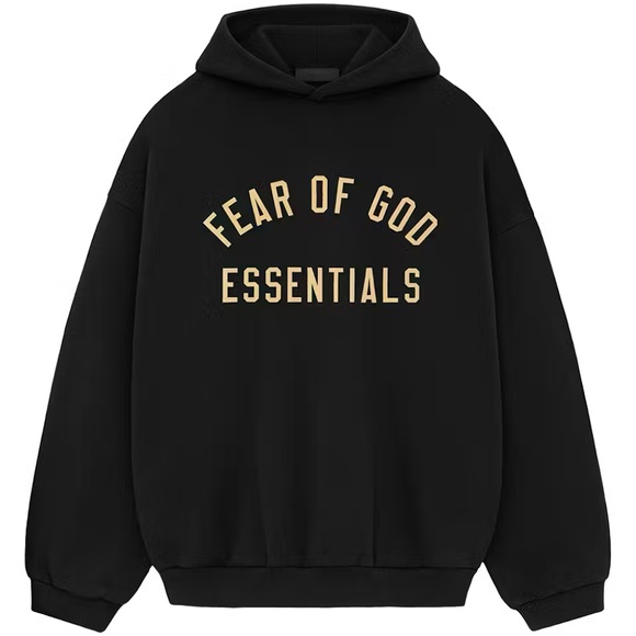 Fear of God Other - Fear of God Essentials Fleece II Hoodie NWT black with cream writing